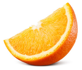 Orange slice isolated. Cut orange on white background. Orang fruit piece with clipping path. Full depth of field. - 748109157