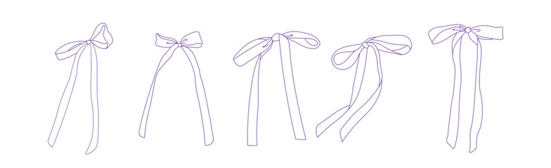 Hand drawn purple bow line art vector

