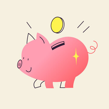 Piggybank Vector Spot Illustration