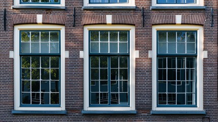 Fototapeta premium House in Amsterdam with beautiful windows.