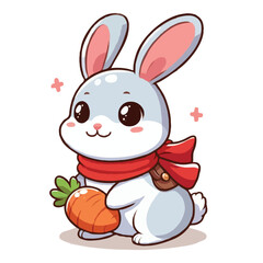 Obraz premium Cute rabbit vector on white background.