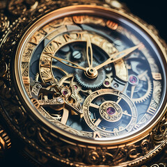 Fototapeta na wymiar Close-up of a watch with intricate details.