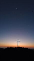 Silhouette of a Cross at Twilight