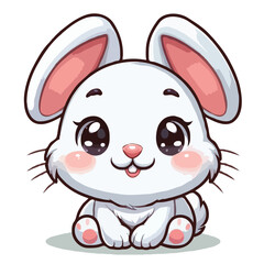 Cute rabbit vector on white background.