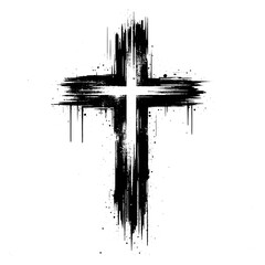 Grunge christian cross icon symbol. Flat vector illustration