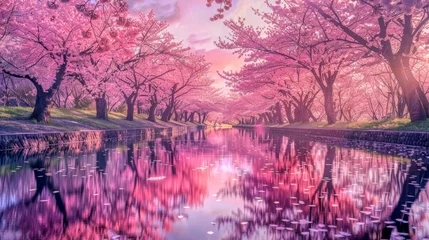 Gordijnen Cherry blossom trees © outdoorsman