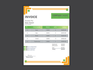 Minimalist professional vector a4 invoice design template.