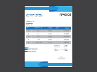 Minimalist professional vector a4 invoice design template.