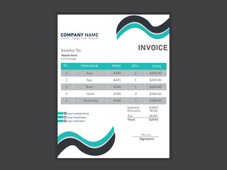 Minimalist professional vector a4 invoice design template.