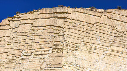 Detail of a cut mountain for a construction project in Alicante, Spain