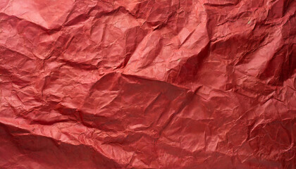 Fototapeta premium Bright red crumpled recycle paper texture background. Craft paper