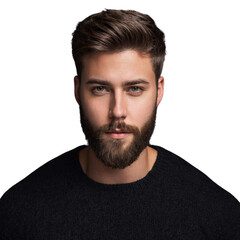 Obraz premium Close-Up Portrait of Handsome Man with Short Brown Hair and Beard