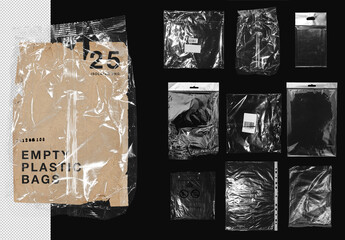 25 Transparent Plastic Bags Texture, Cover, Wrap, Poster Overlays - obrazy, fototapety, plakaty