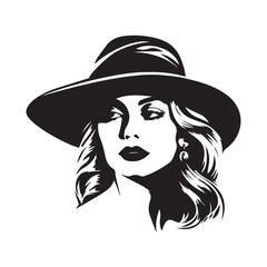 Elegant Woman Wearing Hat Vector illustration