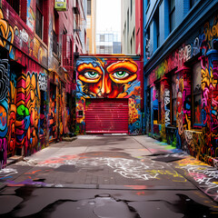 Obraz na płótnie Canvas Colorful graffiti on an urban street.