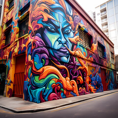 Colorful graffiti on an urban street.