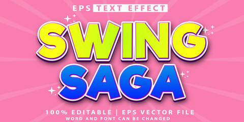 Swing saga 3d editable text effect vector