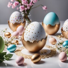 Easter eggs in a basket, Easter egg wallpaper, Easter egg background, easter on white isolate, colorful Easter egg wallpaper,
