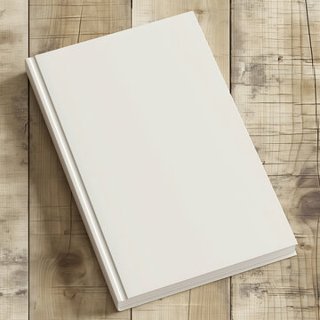 Hardcover mock up of top view empty book on wooden desk. Blank white book cover mockup template for your book cover design.