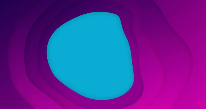 Animation of morphing blue abstract shape moving on layered purple background