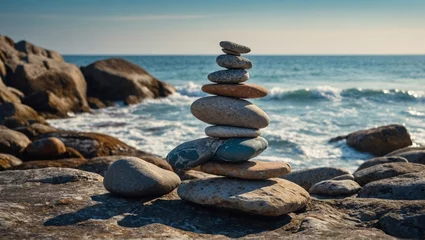 Foto op Plexiglas stones on the beach © SAQLAIN ABBAS