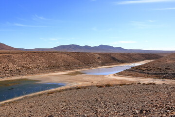 Embalse de los Molinos, Fuerteventura, Canary Islands: low water in the old reservoir