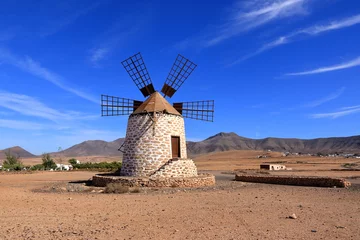 Papier Peint photo autocollant les îles Canaries Tefia windmill Fuerteventura at Canary Islands of Spain