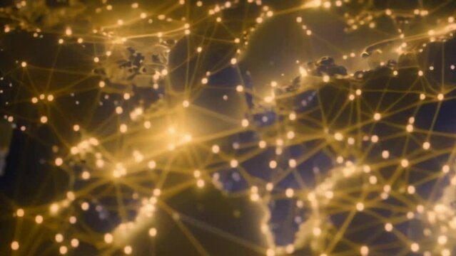world map connected  with glowing network lines, concept of connection, globalization, internet, networking
