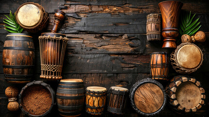 Percussion instruments, such as maracas, rattles and tambourin, are used to add rhythmic element - obrazy, fototapety, plakaty