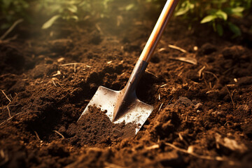 Digging and shovel, ground, land work and agriculture. Garden and gardening, nature, farm, vegetable garden and beds