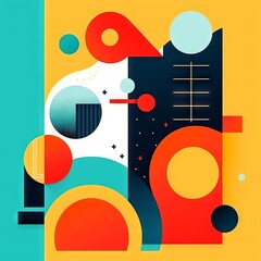 bright abstraction of catchy geometric shapes in orange, deep blue colors. orderly chaos
Concept: web design, packaging element, book covers or music albums. Banner