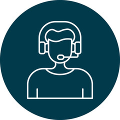Call Center Line Circle Icon Design