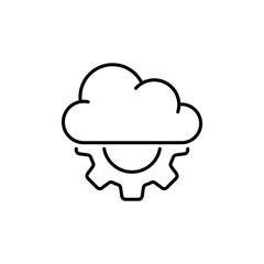 cloud and gear like thin line devops icon. linear trend modern logotype graphic stroke art design web element isolated on white background. concept of data optimization pictogram or software develop