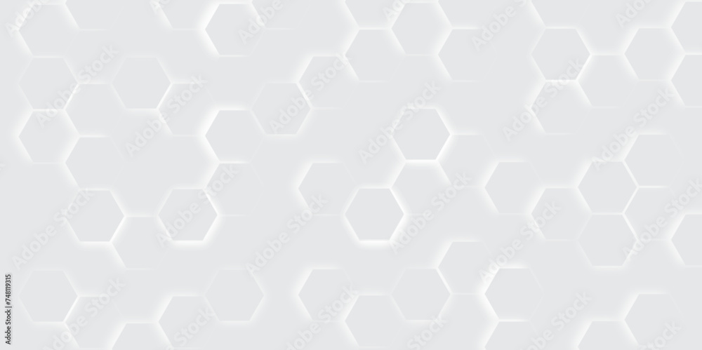 Wall mural hexagonal abstract background with light. hexagonal seamless background. abstract honeycomb vector a - Wall murals