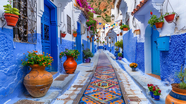 The Bazara town, where narrow streets are strewn with bright shops and trading tents, and the ar