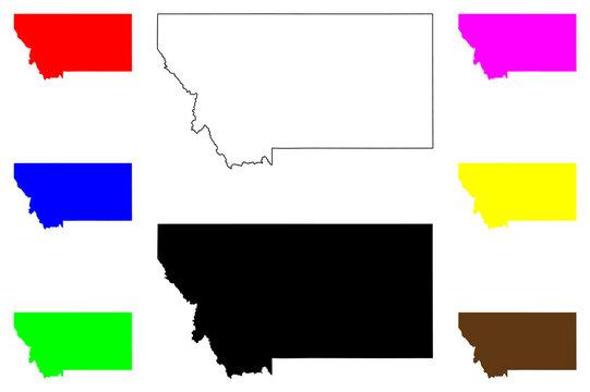 State of Montana (United States of America, USA or U.S.A.) silhouette and outline Montana map