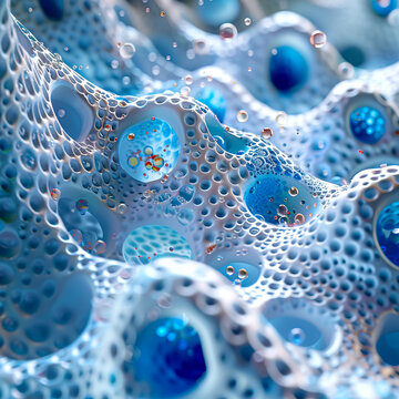 Microscopic View of Virus Particles in a Cellular Environment created with Generative AI technology
