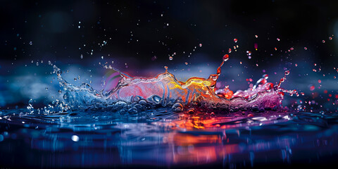 Dynamic Paint Splash Dance in Vibrant Neon Colors created with Generative AI technology