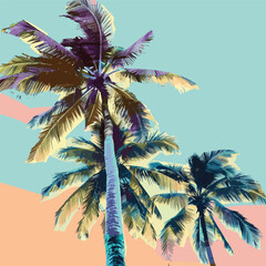 Fototapeta na wymiar Coconut trees in the summer beach easy to edit change