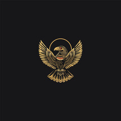 Egyptian god horus logo icon design. elegant luxury flat vector.