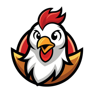 Hen Mascot Logo Icon design on a coloured background
