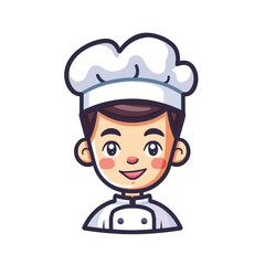 Cute chef head filled outline icon editable stroke