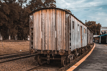 Fototapeta na wymiar old train on the railway