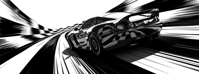 Black and white racing car