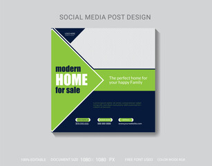modern Real estate social media post design template.