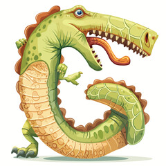 Dinosaur Alphabet Q Letter Vector Illustration