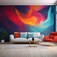 photo of abstract wallpaper perfect for living room AI generated