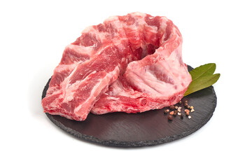 Pork ribs. Raw meat, isolated on white background