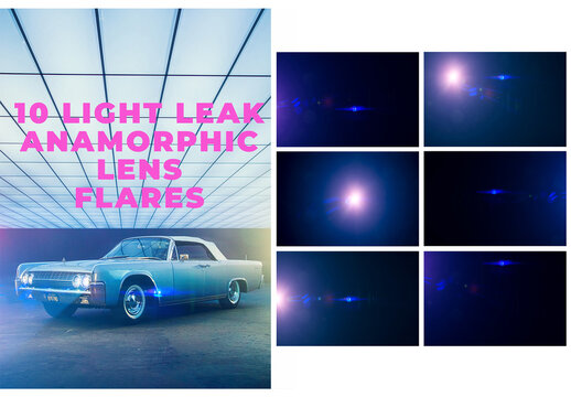 10 Cinematic Blue Lens Flares Overlays