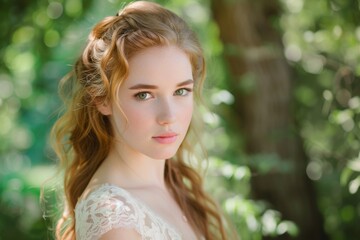 Naklejka premium Gorgeous bride in bridal gown